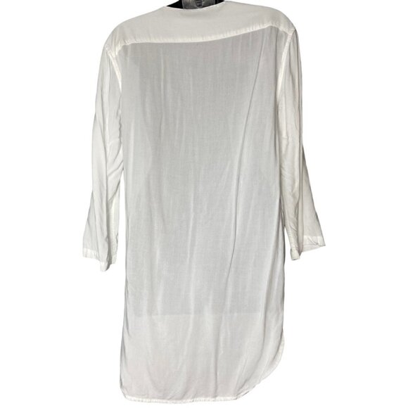ASOS White Long Line Tunic Blouse, Minimalist, Chic Swim Cover-Up, Flowy - Picture 4 of 6